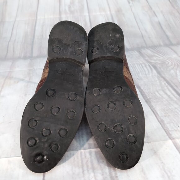 Massimo Dutti Brown Leather Wingtip Brogue Dress Shoes – Men’s EU 44 US 10.5–11 - Picture 10 of 12